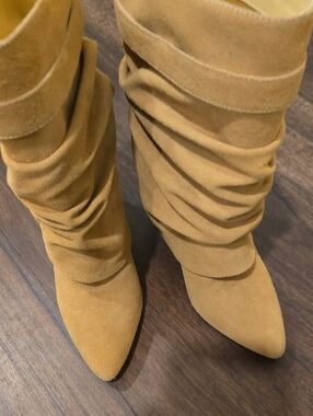 Givenchy Slouchy Pointed-Toe Suede Boots - Mustard